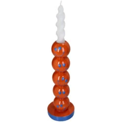 Smiley Polyresin Candle Holder Orange 9x9x26.5cm -URBAN INGL Shop KAL 6492 kaarsenhouder smiley