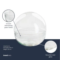 Terrarium Bottle ‘Dome’ – Two-part Round Glass – Closed Terrarium Ø 20 Cm ↑ 20 Cm -URBAN INGL Shop Terrarium fles trendhero dome