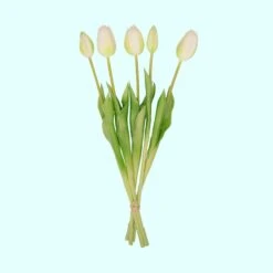Tulip Bouquet – 5 Pieces – Various Colours – ‘Real Touch’ Artificial Tulips – 42 Cm -URBAN INGL Shop boeket witte tulpen kunst WitWeb
