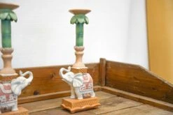 Candle Holder - Elephant Natural/Pink - Polyresin - ↑ 34,5 Cm -URBAN INGL Shop candle holder elephant 04275