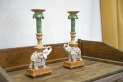 Candle Holder - Elephant Natural/Pink - Polyresin - ↑ 34,5 Cm -URBAN INGL Shop candle holder elephant 04276