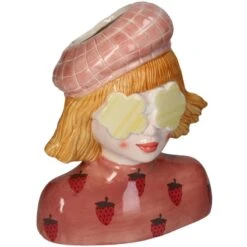 Strawberry Girl Vase - Pink Earthenware Pot - 24 Cm High - Handcrafted Ceramic - Lady Vase -URBAN INGL Shop il fullxfull.6654732664 1bgi