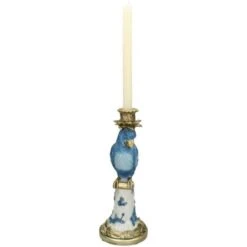 Candle Holder With Blue Bird - ↑ 36 Cm -URBAN INGL Shop kandelaar vogel blauw XET 5861 3